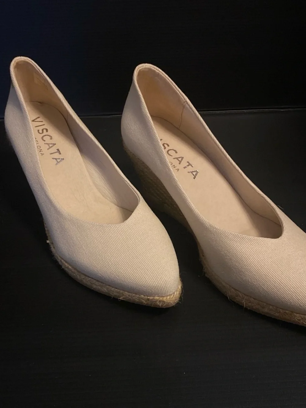 VISCATA Barcelona Women's Nude Pointed Wedge Espadrilles Size 8.5